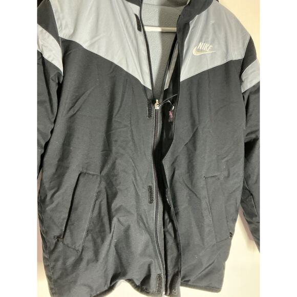 Vin Nike Swoosh Sportswear Reversible Black Gray Jacket Fleece Size L (14-16) - Picture 6 of 16